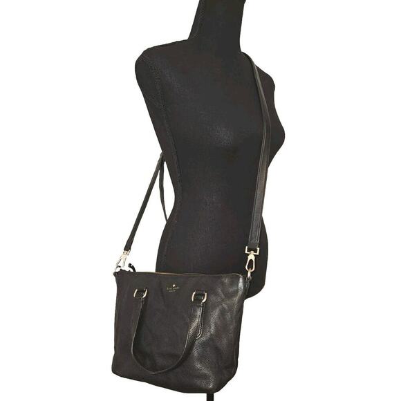 Kate Spade New york Pebbled Leather bag Crossbody & Double Handles Black - Picture 13 of 16